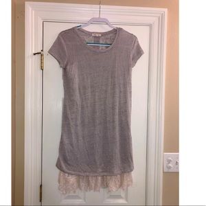 Light Purple Short Sleeve Dress with Lace Detail:)